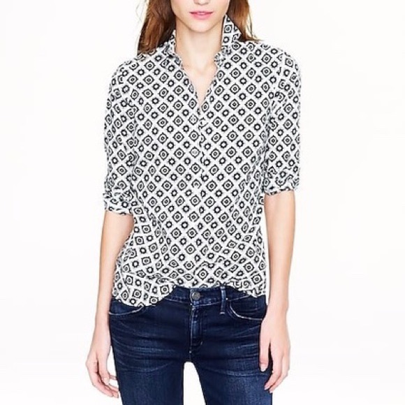J. Crew Tops - J. Crew Perfect Fit Foulard Print Button Up Shirt